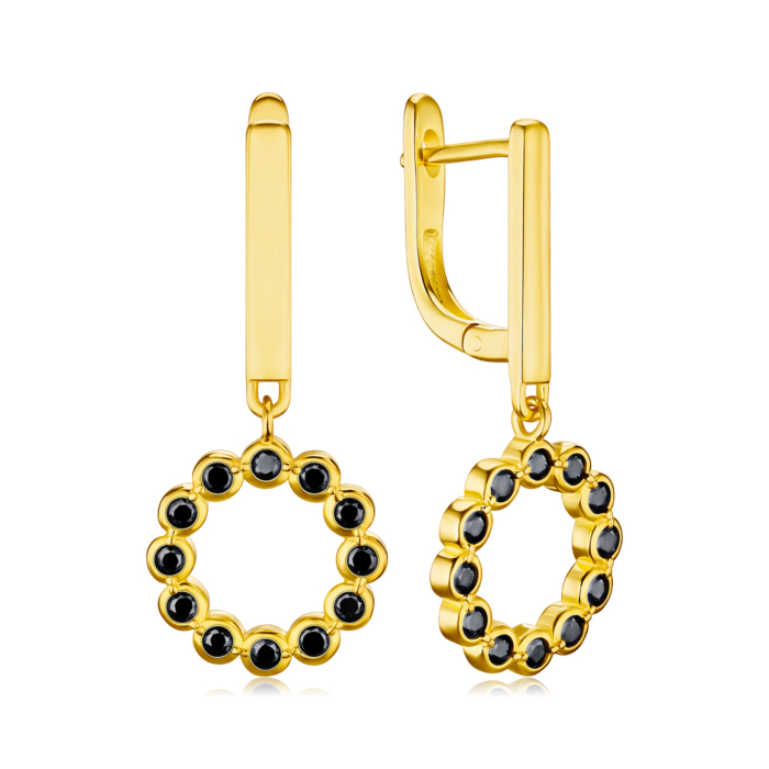 Серебряные серьги с черными фианитами DE06399-E/20/526