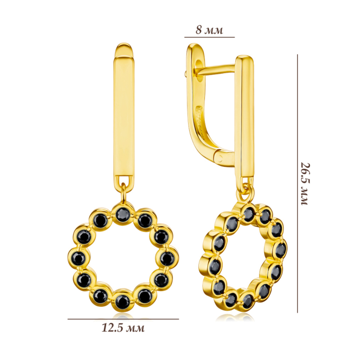 Серебряные серьги с черными фианитами DE06399-E/20/526