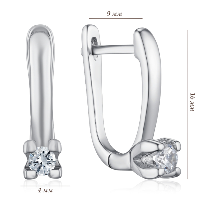 Серебряные серьги с фианитом. Артикул DE06450-E/12/1