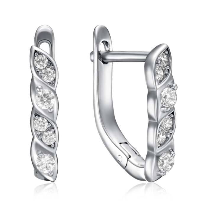 Серебряные серьги с фианитами. Артикул DE06468-E/12/1