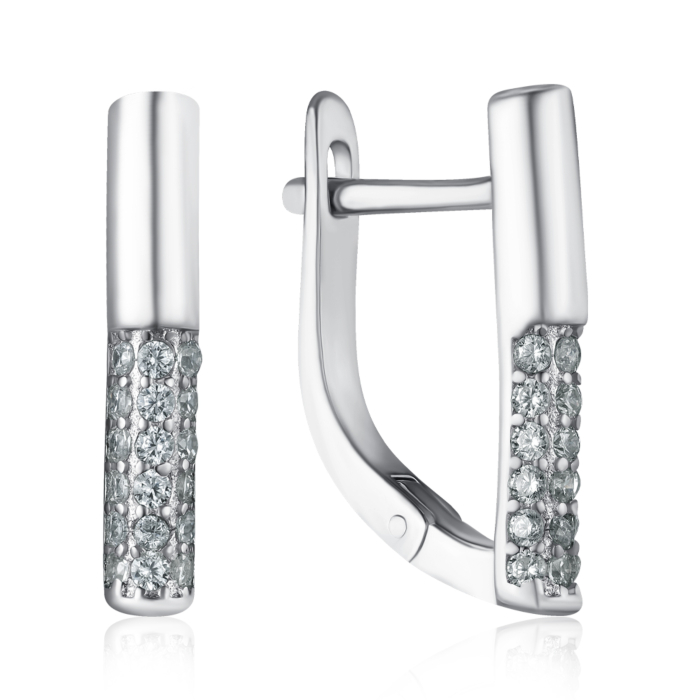 Серебряные серьги с фианитами. Артикул DE06475-E/12/1