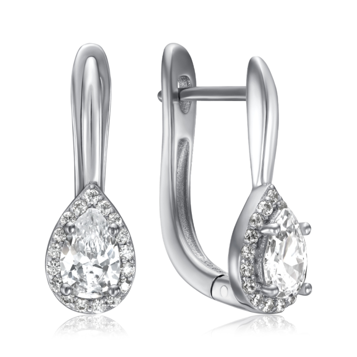 Срібні сережки з фіанітами. Артикул DE06487-E/12/1