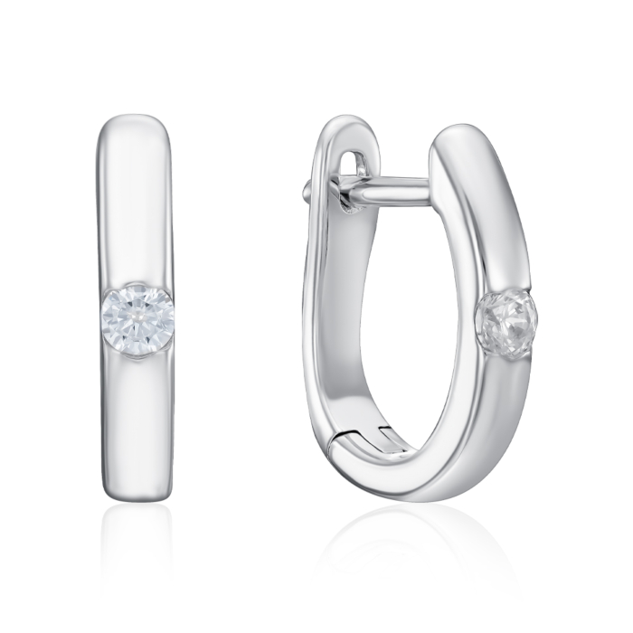 Серебряные серьги с фианитом. Артикул DE06512-E/12/1
