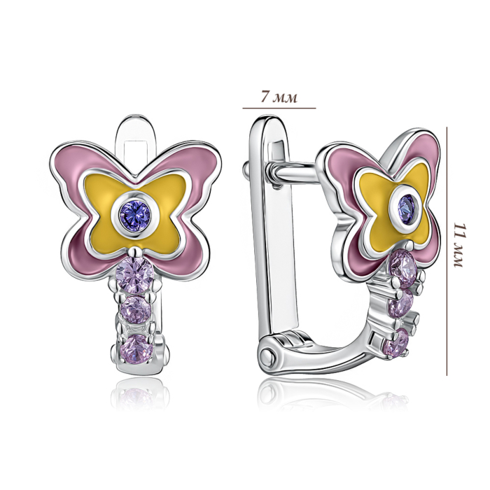 Срібні сережки з емаллю. Артикул DE06677-E/12/4948