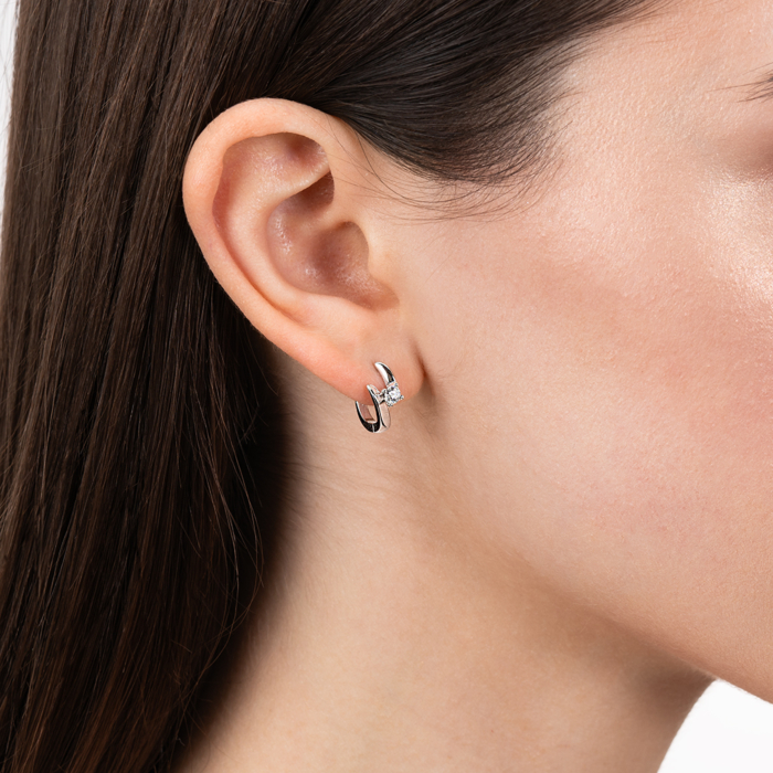 Серебряные серьги с фианитом. Артикул DE06775-E/12/1