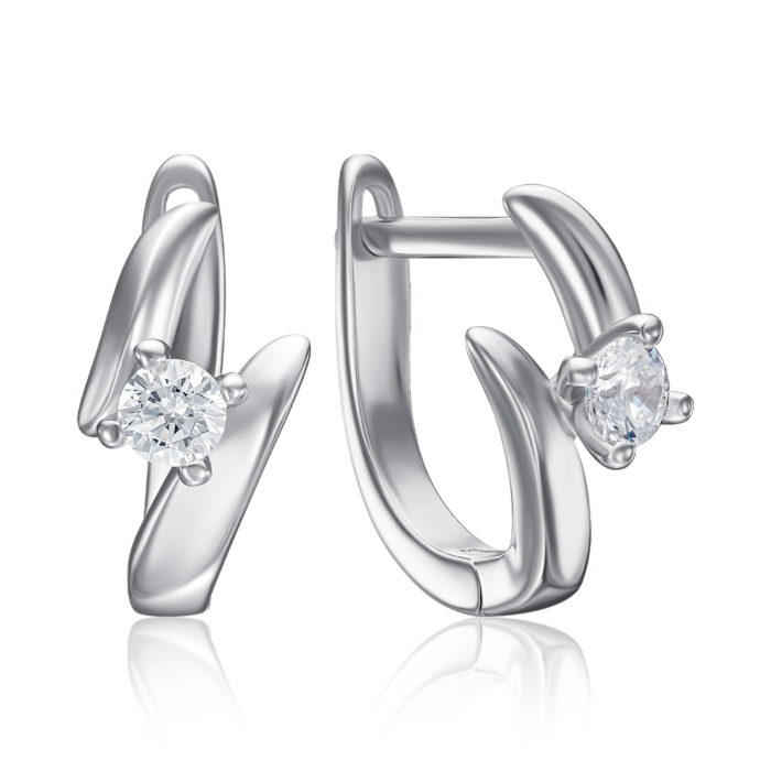 Серебряные серьги с фианитом. Артикул DE06775-E/12/1
