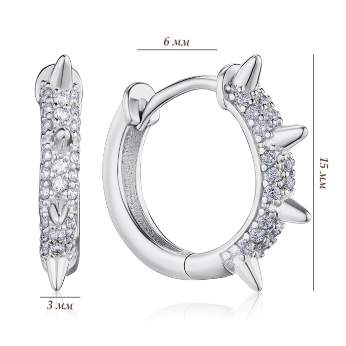 Срібні сережки-конго з фіанітами. Артикул DE07394-E/12/1