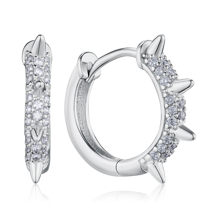 Срібні сережки-конго з фіанітами. Артикул DE07394-E/12/1