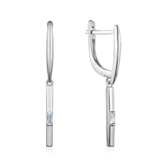 Серебряные серьги с фианитом. Артикул DE07927-E/12/1