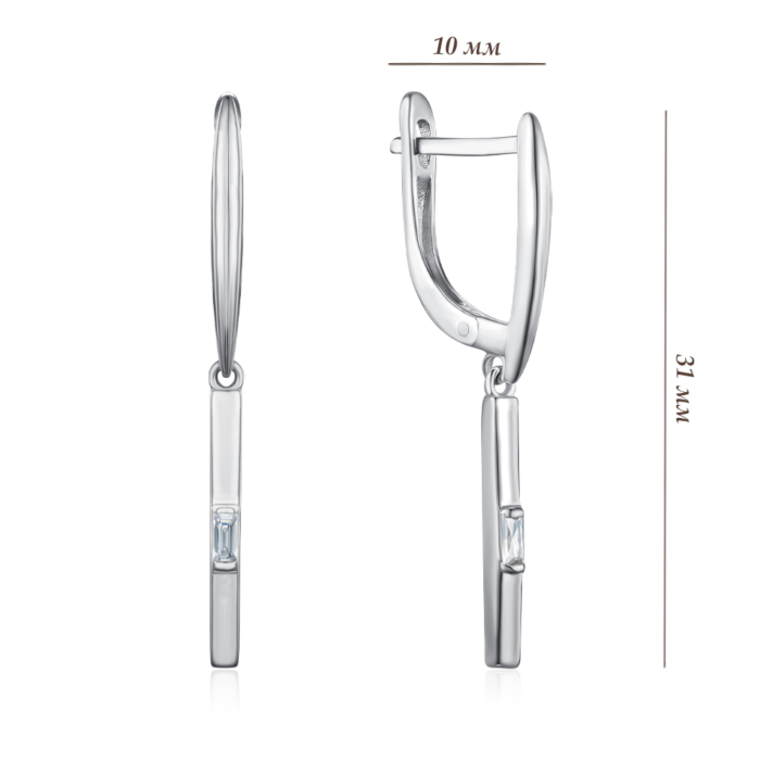 Серебряные серьги с фианитом. Артикул DE07927-E/12/1