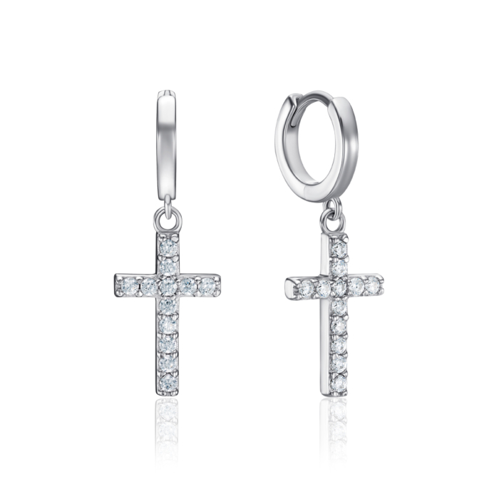 Срібні сережки з фіанітами. Артикул DE08294-E/12/1