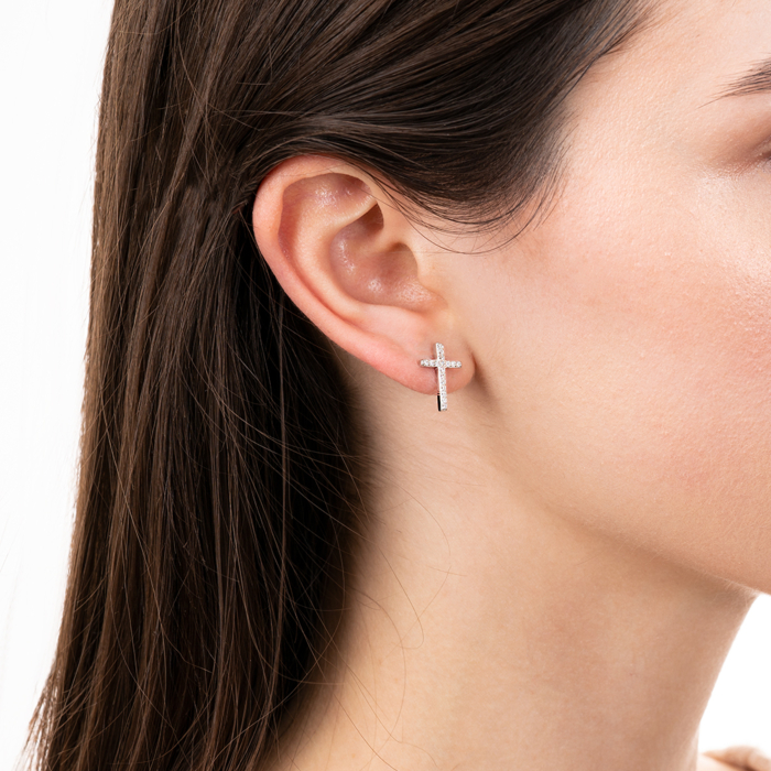 Срібні сережки з фіанітами. Артикул DE08315-E/12/1