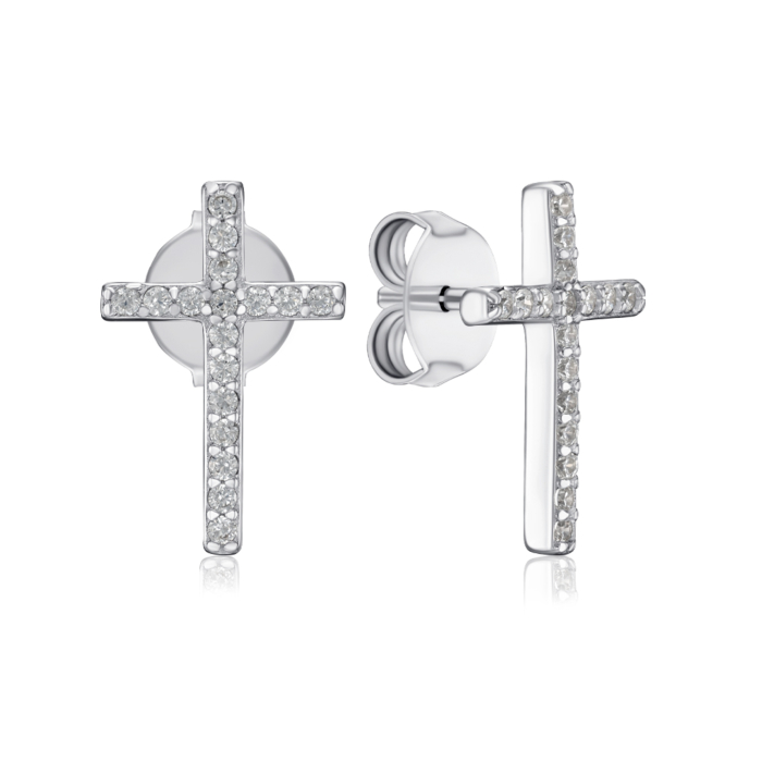 Срібні сережки з фіанітами. Артикул DE08315-E/12/1