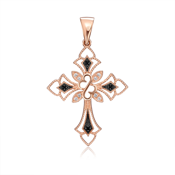 Золотий хрестик з фіанітами. Артикул 31759/01/1/7