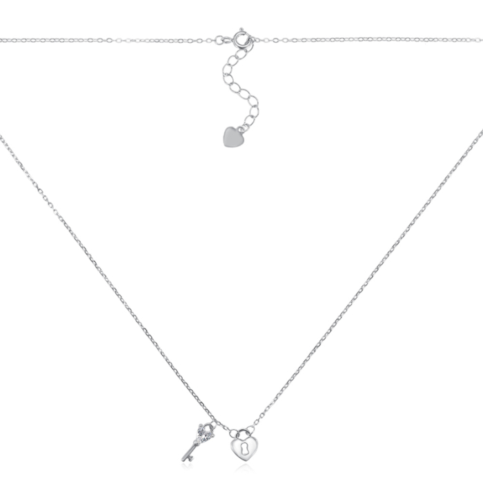 Серебряное колье с фианитом. Артикул DEN00296-K/12/1