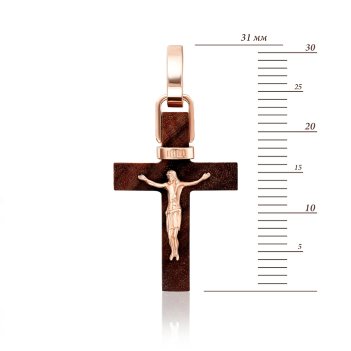 Дерев'яний хрестик з розп'яттям. Артикул 32029/01/0
