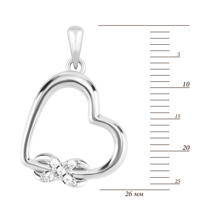 Срібна підвіска Серце з фіанітами. Артикул UG5DN01463