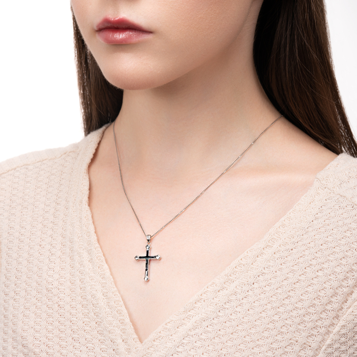 Срібний хрестик з емаллю. Артикул DP16208-P/12/389