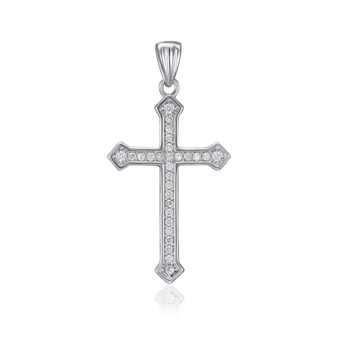 Срібний хрестик з фіанітами. Артикул DP17944-P/12/1