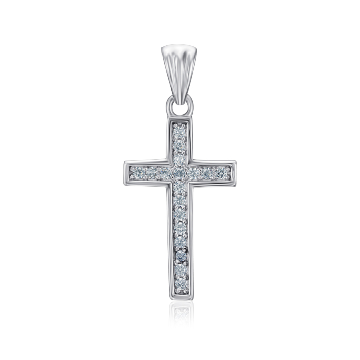 Срібний хрестик з фіанітами. Артикул DPE69470-P/12/1