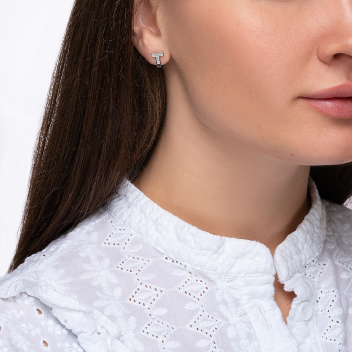 Срібні пусети з фіанітами. Артикул ME15314A-E/12/1