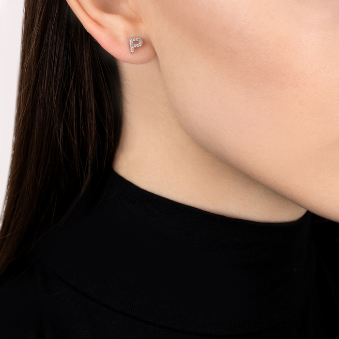 Серебряные пуссеты с фианитами. Артикул OE04137A-E/12/1