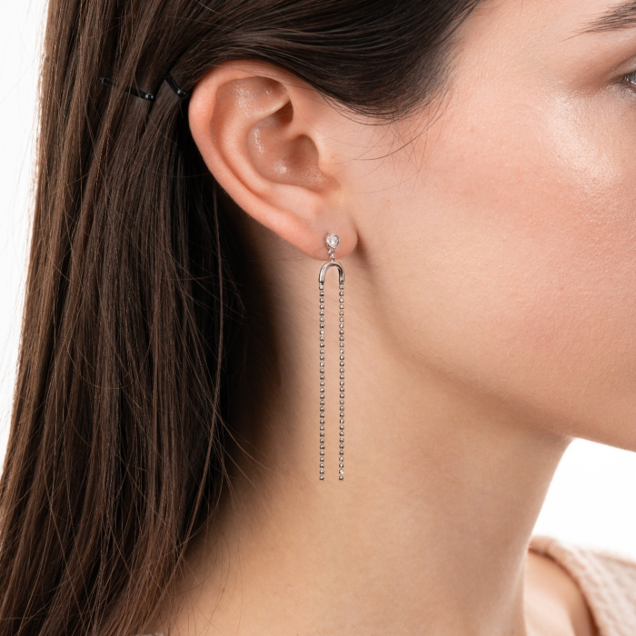 Серебряные серьги с фианитом. Артикул AE00047-E/12/1