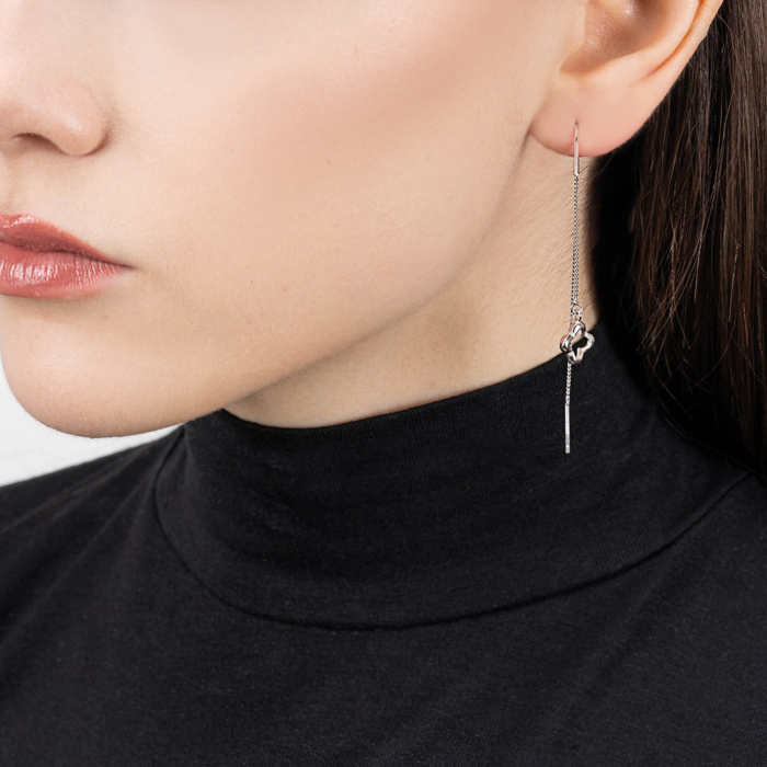 Серебряные серьги-протяжки с фианитами. Артикул SE00466-E/12/1