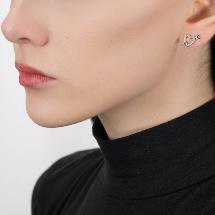 Серебряные пуссеты с фианитами. Артикул ME13693D-E/12/1