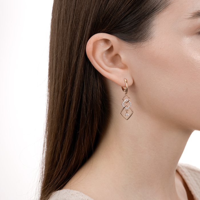 Золотые серьги с фианитами. Артикул 22588/01/1/47