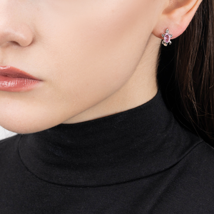 Срібні сережки з фіанітами. Артикул SZDE15064-E/12/1506