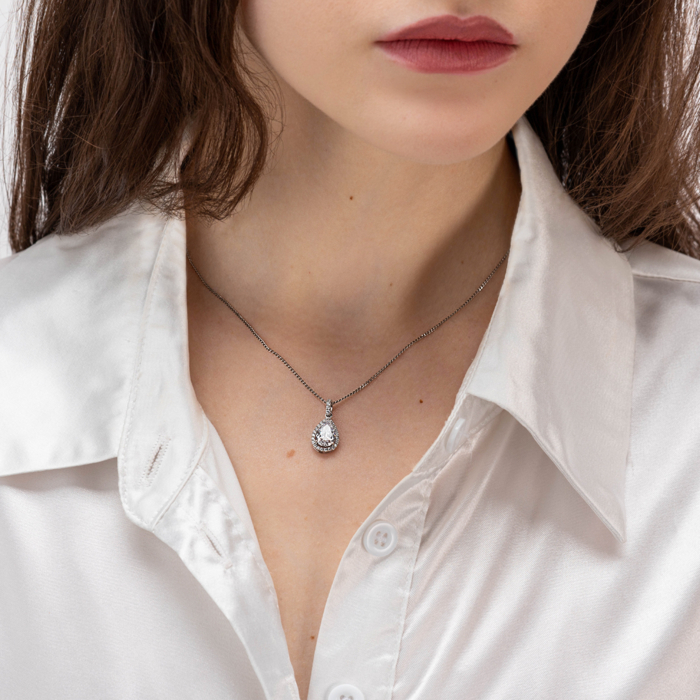 Срібна підвіска з фіанітами. Артикул SP01140-P/12/1