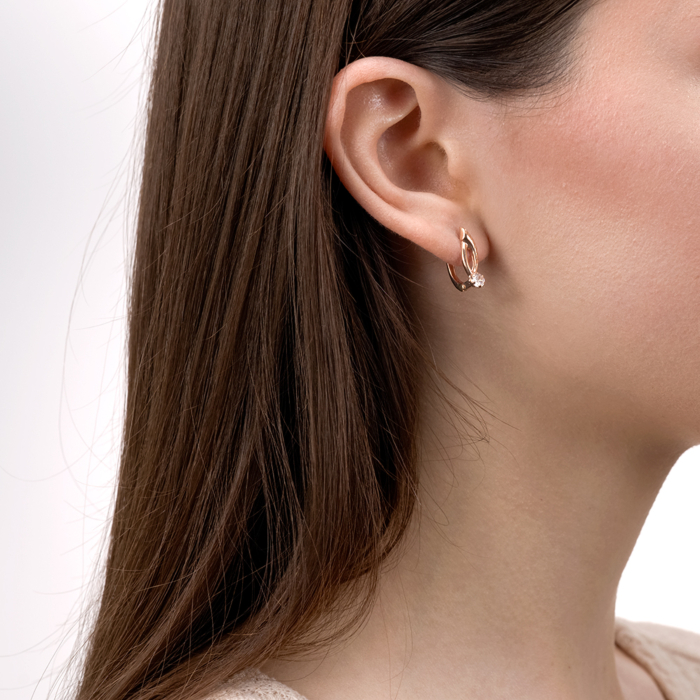 Золотые серьги с фианитом. Артикул 02437-1/01/2/53