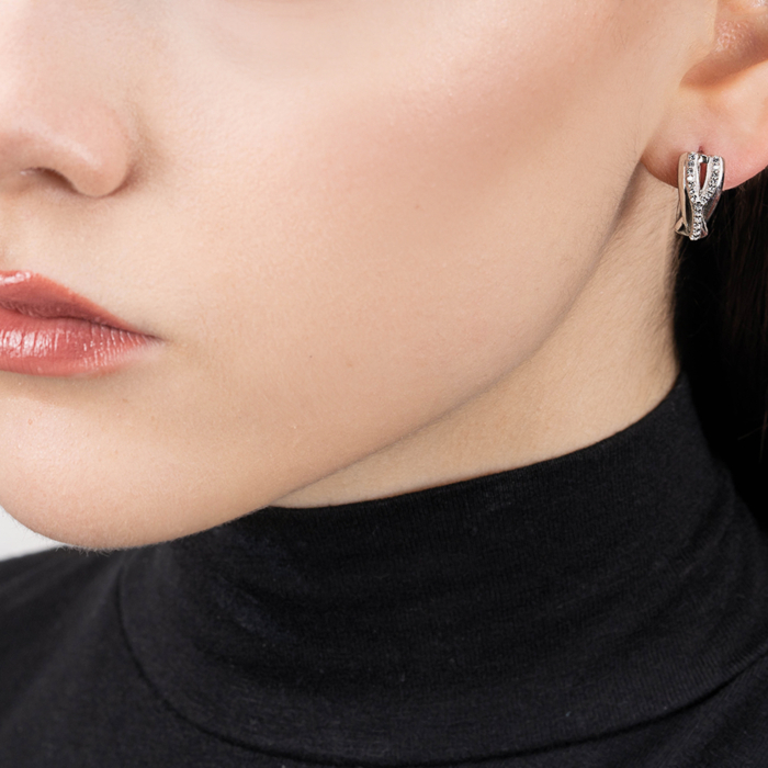 Серебряные серьги с фианитами. Артикул SZDE05198-E/12/1