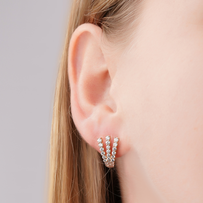 Золотые серьги с фианитами 23116/01/0/202