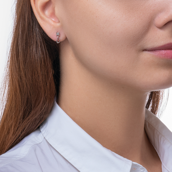 Золоті сережки з діамантами. Артикул 53755/02/3/8582