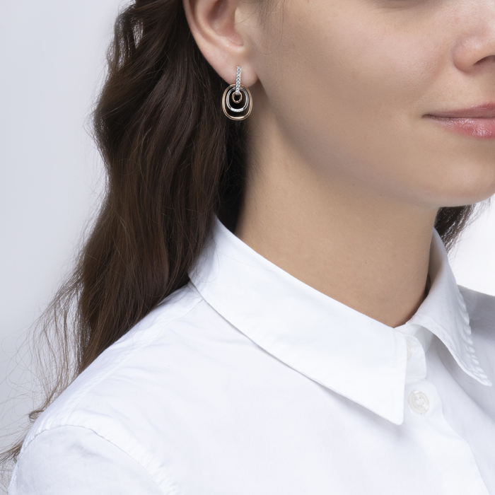 Золотые серьги-подвески с фианитами. Артикул 22750/01/1/79