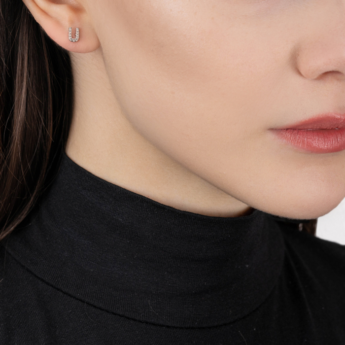 Срібні пусети з фіанітами. Артикул OE04142A-E/12/1