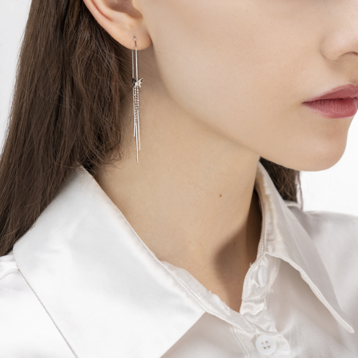 Срібні сережки-протяжки. Артикул SE00257-E/12