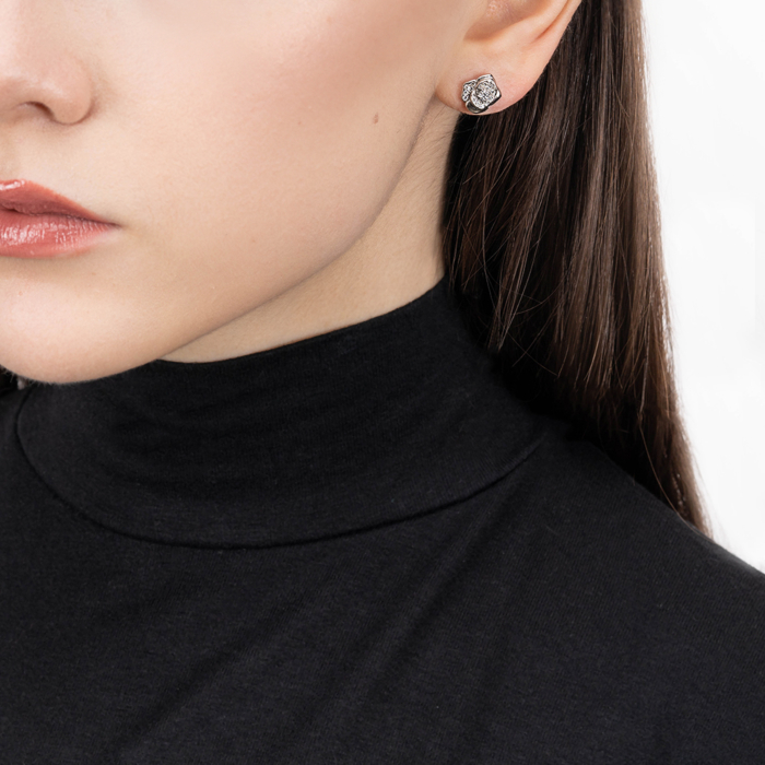 Срібні пусети з фіанітами. Артикул SZDE00399-E/12/1