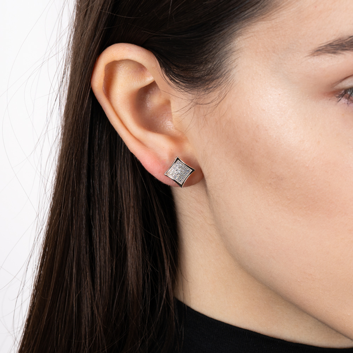 Серебряные пуссеты с фианитами. Артикул OE00735A-E/12/1