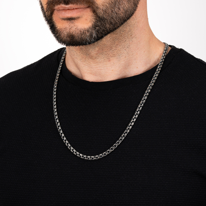 Серебряная цепочка с чернением. Артикул Р-4301-2-L_52