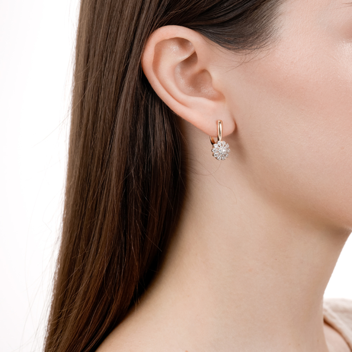 Золоті сережки з фіанітами. Артикул 23278/01/1/43