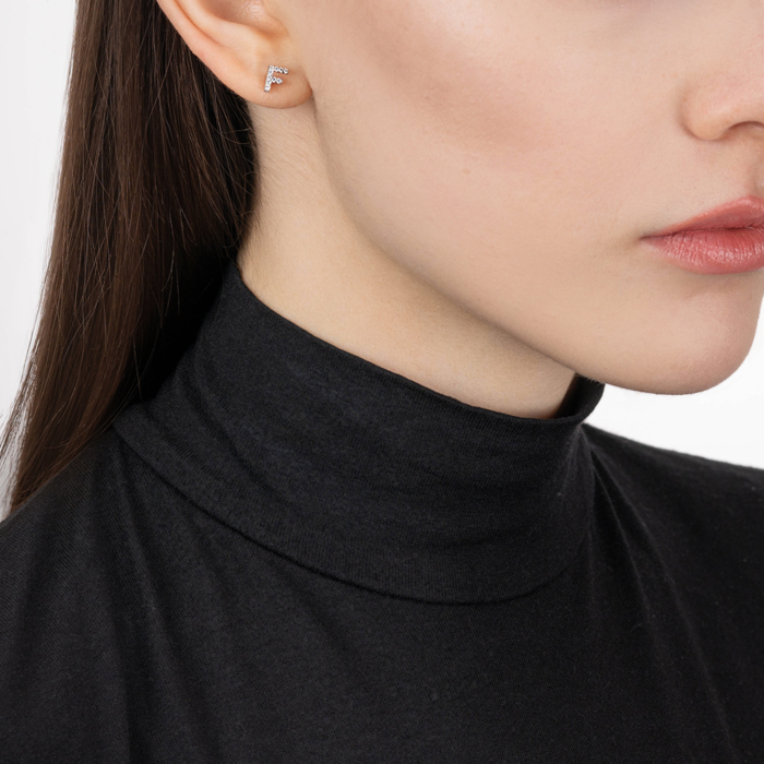 Серебряные пуссеты с фианитами. Артикул OE04127A-E/12/1