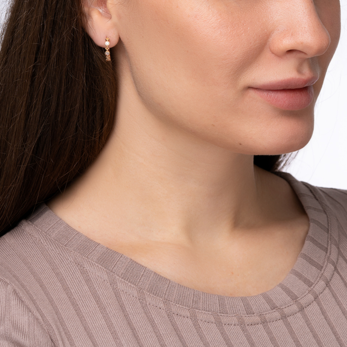 Золотые серьги с фианитами. Артикул 22692/01/0/17