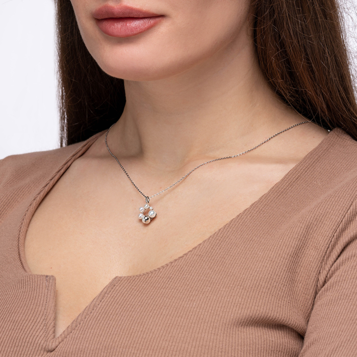 Срібна підвіска з перлинами. Артикул MP14356A-P/12/2675