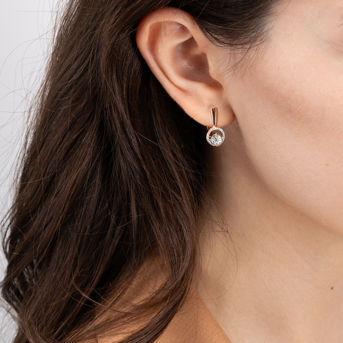 Золоті сережки з діамантами. Артикул 520157/14/1/11333