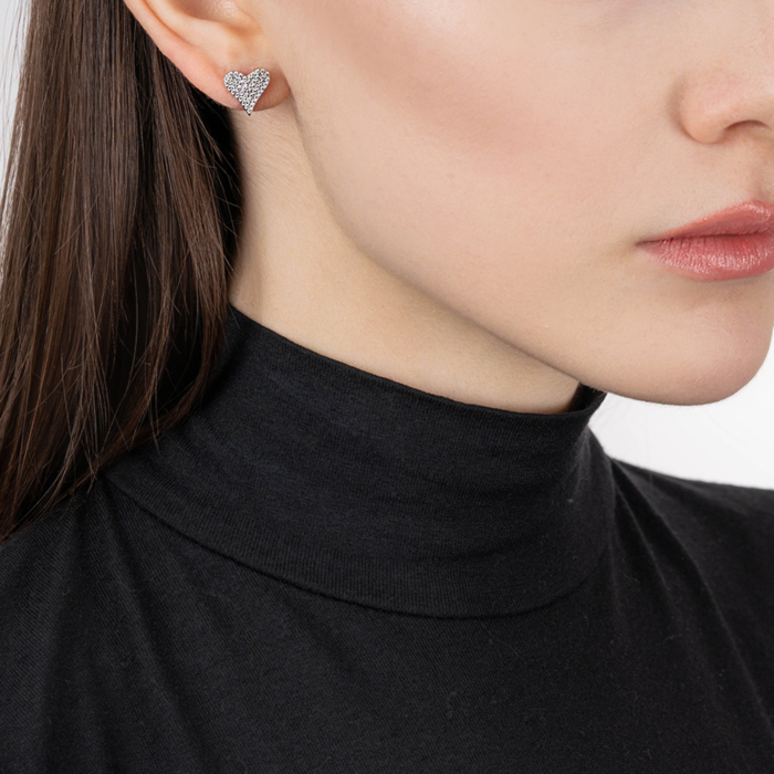 Серебряные пуссеты с фианитами. Артикул OE04157A-E/12/1