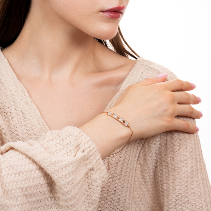 Золотий браслет з фіанітами. Артикул 7226/66024-3/01/1/1