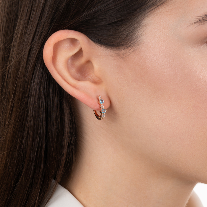 Золотые серьги с топазом и фианитами. Артикул 540281/01/0/7814